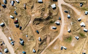 Vejers Strand Camping Pladsen Dronefoto Efterår